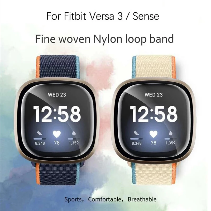 Breathable Nylon Strap Band For Fitbit Versa 4 3 / Sense 2 1
