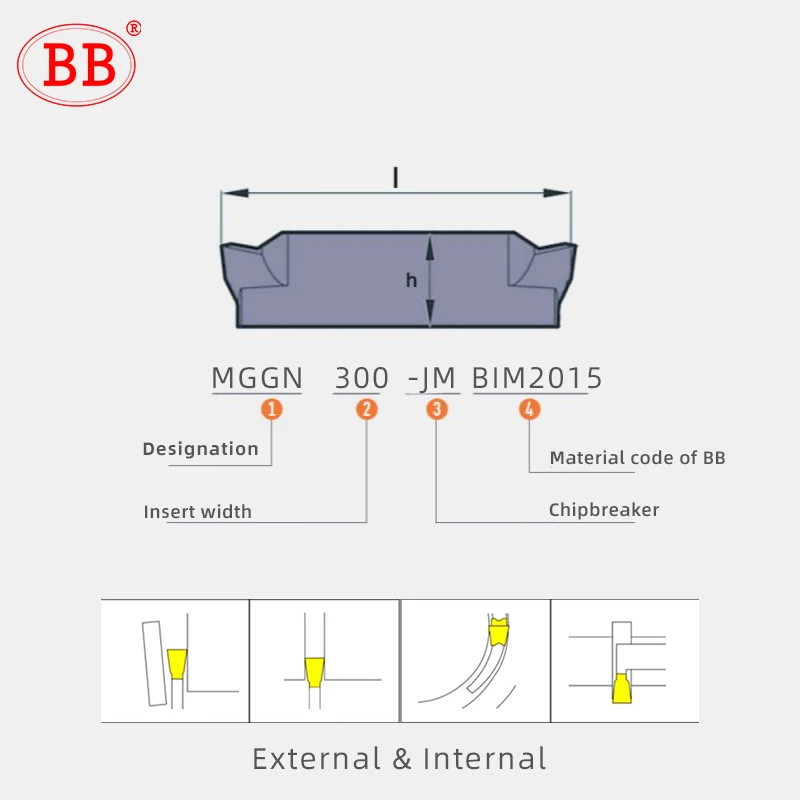 BB Grooving Insert MGGN Tool Lathe Cutter Carbide Parting Blade for External Internal Turing 1mm MGGN150 MGGN200 MGGN300 MGGN400