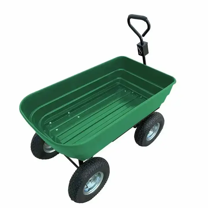 Sides Heavy Duty 4 Wheels Steel Utility Outdoor Trolley Tool Cart Yard Garden Mesh Cart Wagon Folding Wagon
