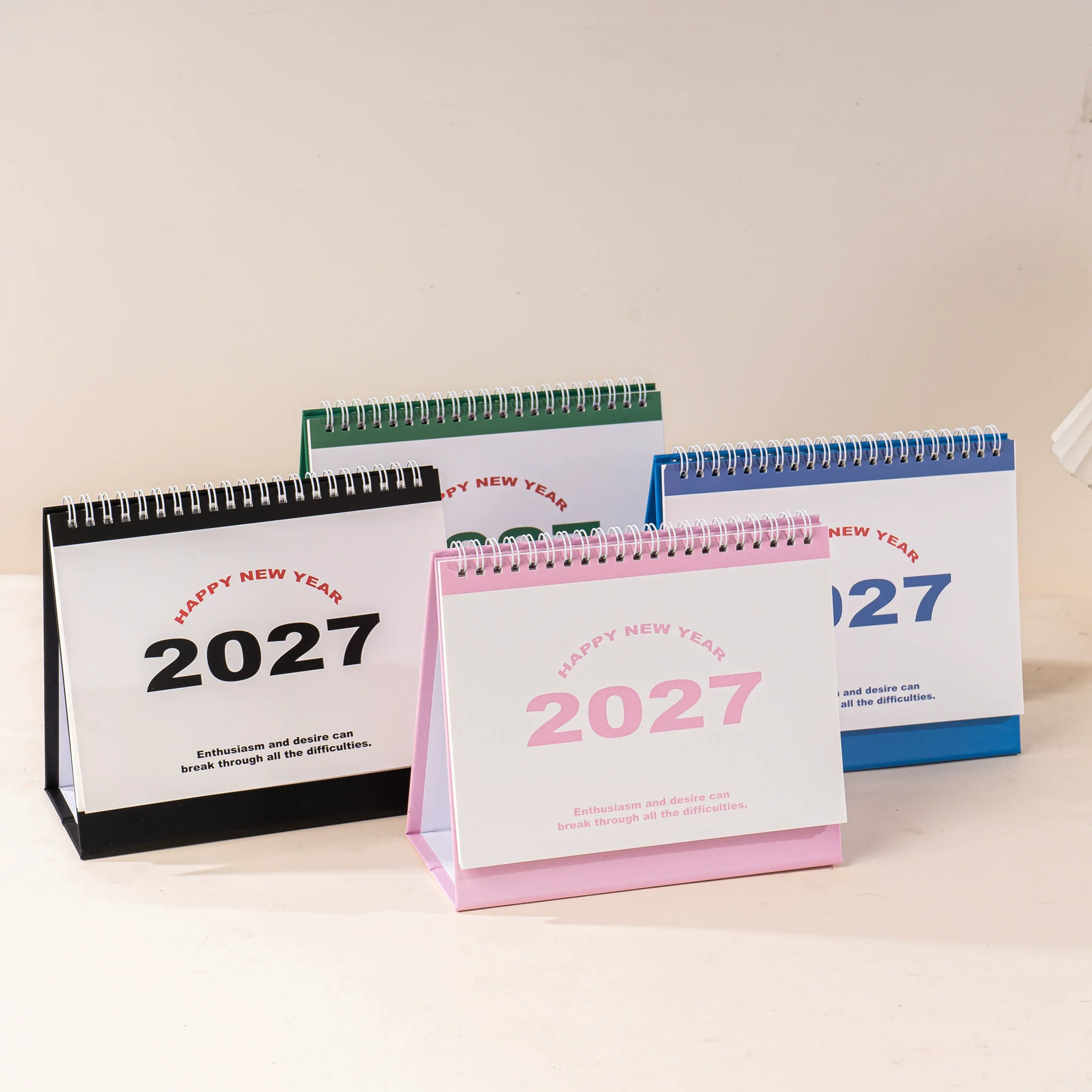 2026.07-2027.12 Standing Desk Calendar Happy New Year Letter Design Coil Flip Monthly Planner Student Stationery Gift