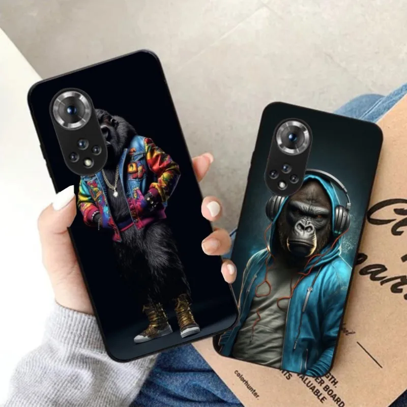 Monkey Orangutan Smart Phone Case for Honor 70 50 20 7S X9 X8 X7 Magic 4 3 Pro Black Soft Phone Cover Funda