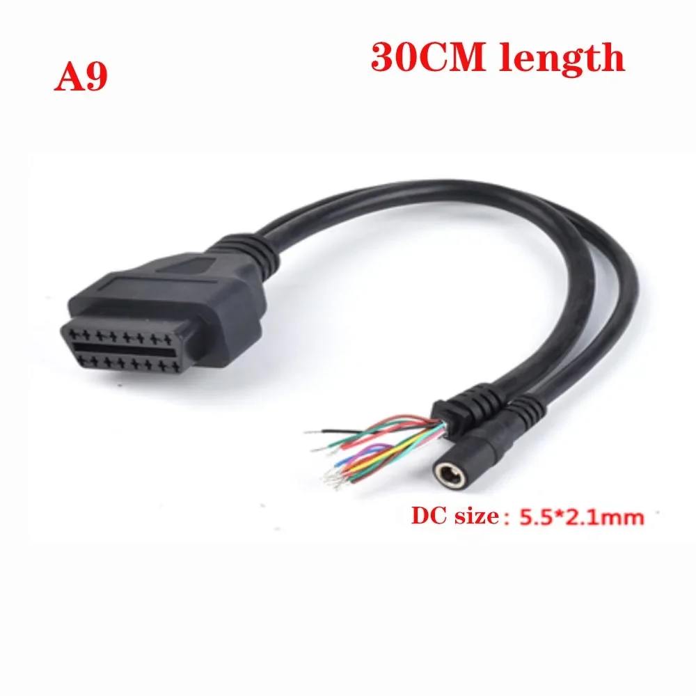 12V Switch OBDII OBD2 24AWG Power Supply Cable 16Pin Female to Car Cigarette Lighter DC Power Source OBD Male Connector Cable