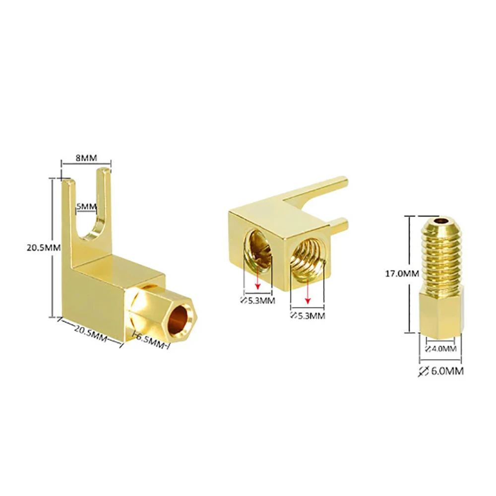Adapter Banana Plugs Pure Copper Gold plated Audio Spade 4MM Banana Connectors Socket For Speakers Amplifiers