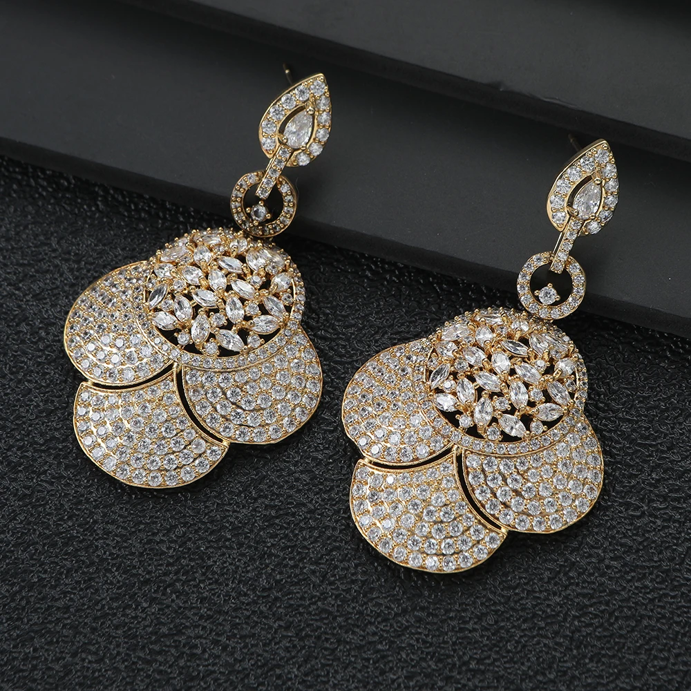 Luxury High Quality Retro Geometric Water Drop Women's Cube Oxidation Bridal Banquet Party Earrings A0228