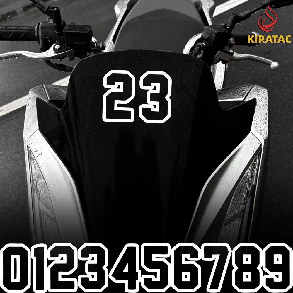 1PC White Motocycle Number Sticker Self-adhesive Vinyl Decal for Fairing Helmet Fuel Tank Auto Window Trunk Door Bicycle Decor