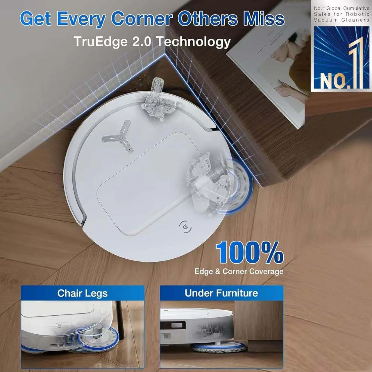 ECOVAC T90 MAX Pro Omni Electric Wireless App-Controlled Automatic Cleaning Dry Vacuum Cleaner with 40000pa Suction for Home Use