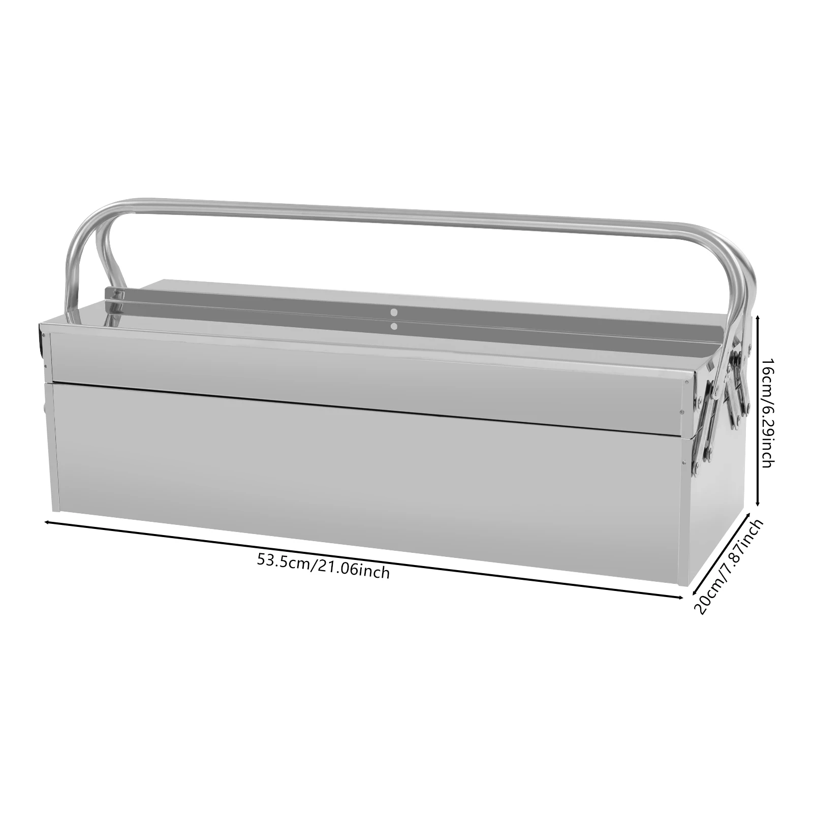 53x20cm Two-tier Multi-Function Tool Organizer Tool Storage Box Folding Tool Box Stainless Steel Tool Storage Box
