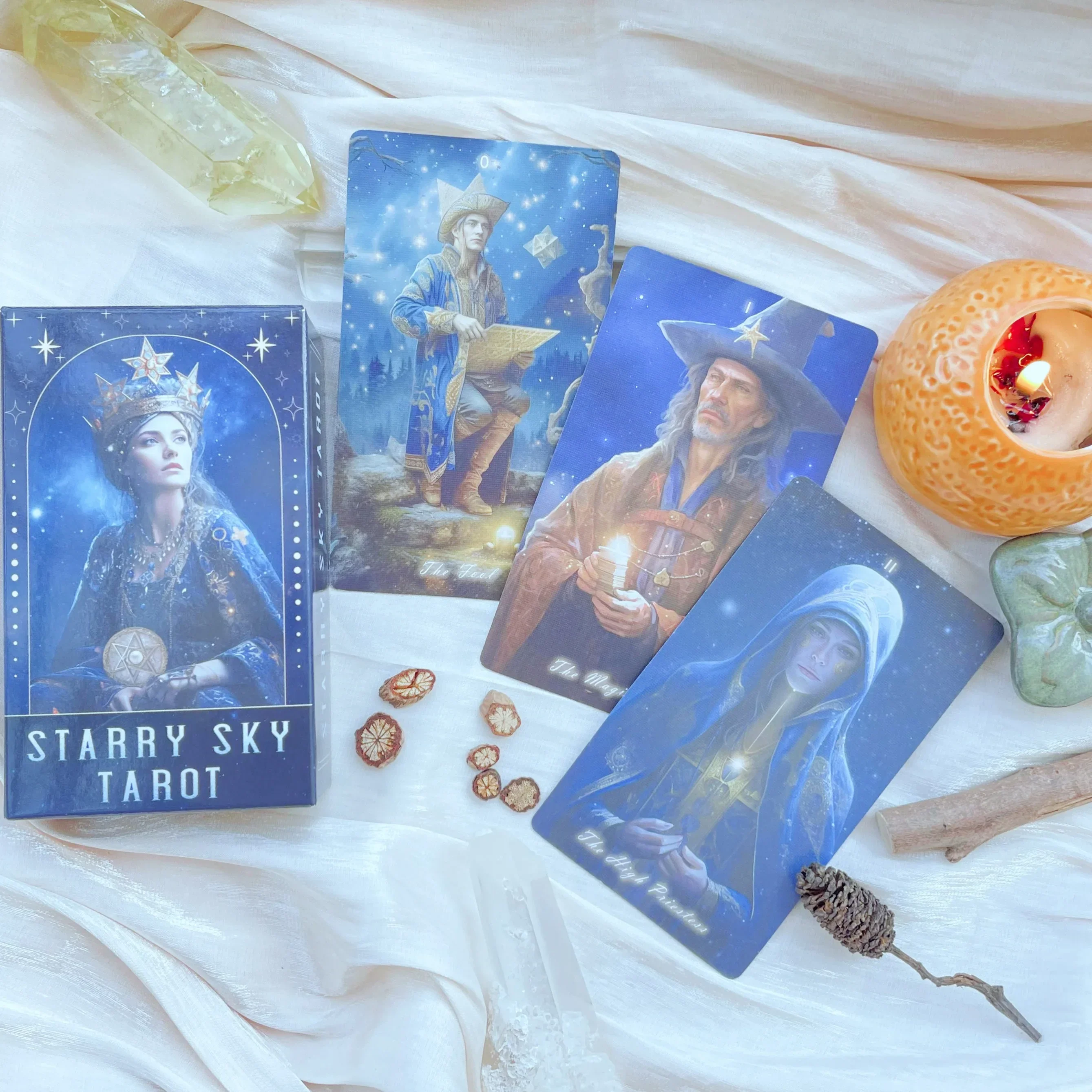 

Genuine Professional Starry Sky Stars Tarot Rider Waite Spanish English Cards Gift Divination Deck 78 Beginner Tarot Rider Waite