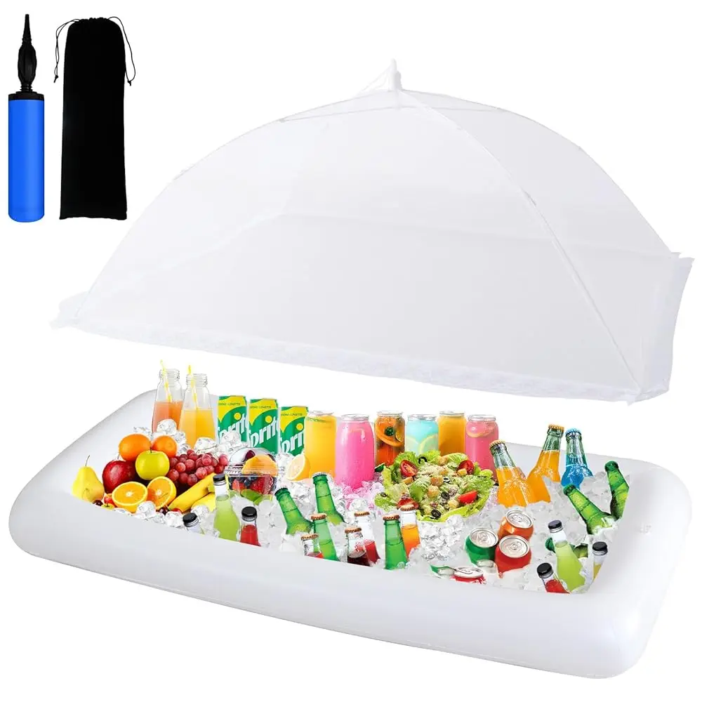 

Inflatable Serving Bar & Mesh Food Covers Set, Party Supplies For Picnics Pool Bar Outside Lude 1Pcs 53""*25"" Inflatable