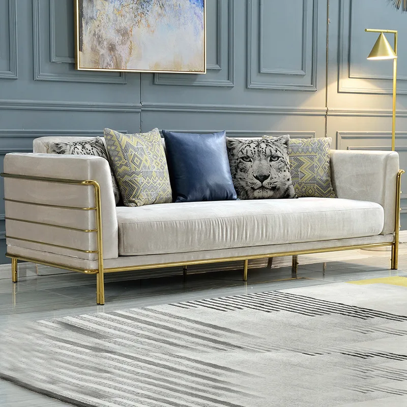 Hong Kong-style postmodern light luxury fabric sofa combination living room simple luxury club villa model furniture three
