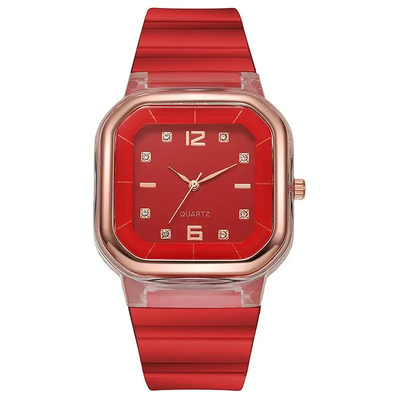 Simple Girls Watch Couple Square Women Watches Dial Personality Silicone Strap Quartz Wrist Creative Watches Wrist Band Clock