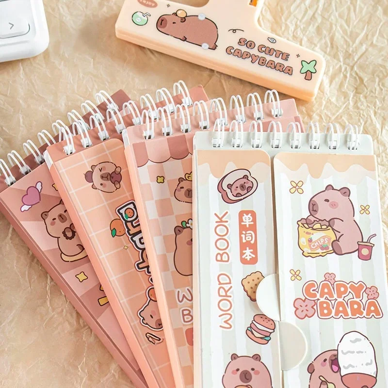 Capybara English Word Memorizer Notebook for Vocab Flip with Self-Test Cover Portable Pocket Coil Book for Students
