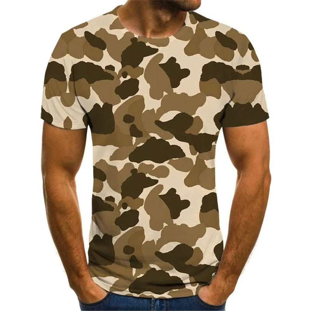 HX Camouflage Mens Tshirt 3D Graphic Army Green Camo Men T-shirts Casual Tees Hunting Short Sleeve Tops Dropshipping