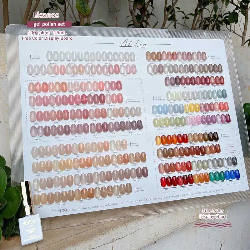 Ah Lin 100 Colors Bare Transparent Jelly Gel Polish Set With Color Chart Transculent Gel For Nail Salon Syrup Nail Gel Kit 15ML