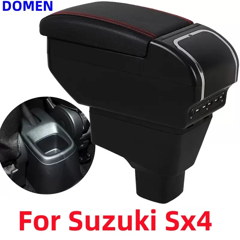 Podłokietnik samochdoowy dla Suzuki Sx4 podłokietnik ze schowkiem 2007-2013 centrum centrum pudełko do przechowywania na deskę rozdzielczą podłokietnik z USB 2008 2009 2010 2011 2012