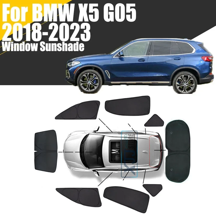 For BMW X5 G05 2018 2019 2020 2022 2023 Dedicated ALL Black Car Window Sunshade Sunscreen Insulation Anti-UV Curtain