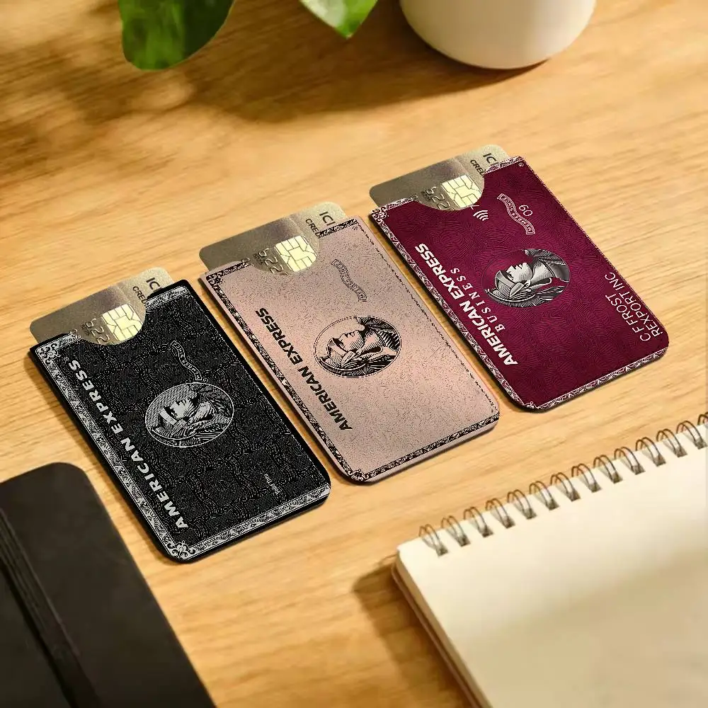 A-AMERIGAN E-EXPRESS Ultra-Thin Mini Leather Card Holder Wallets for Men Women Lightweight Soft Genuine Leather Credit Card