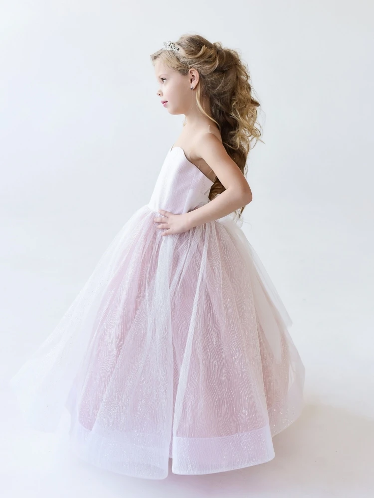 Pink Flower Girl Dresses Tulle Solid With Bow Sleeveless For Wedding Birthday Party Banquet First Communion Gowns