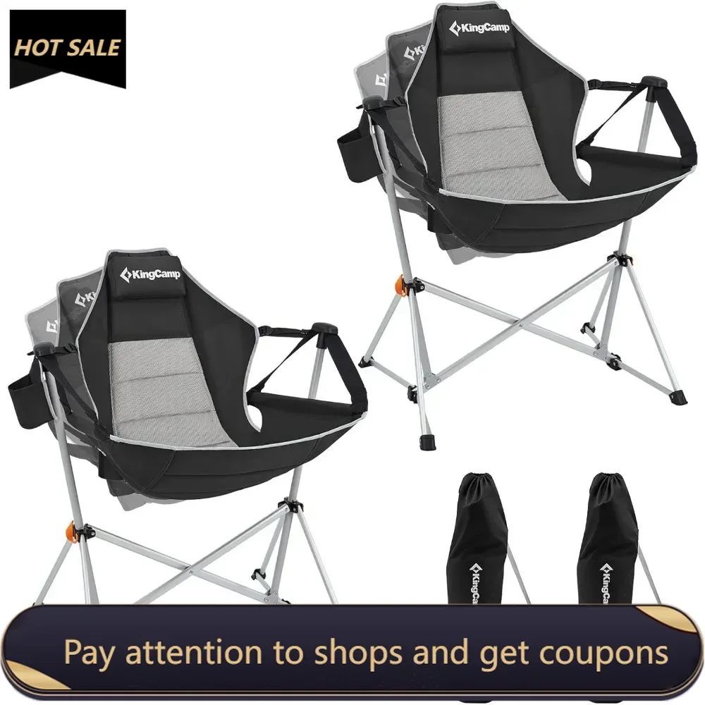 Hammock Camping Chair, Aluminum Alloy Adjustable Back Swinging Chair, Folding Rocking Chair with Pillow Cup Holder Freight free