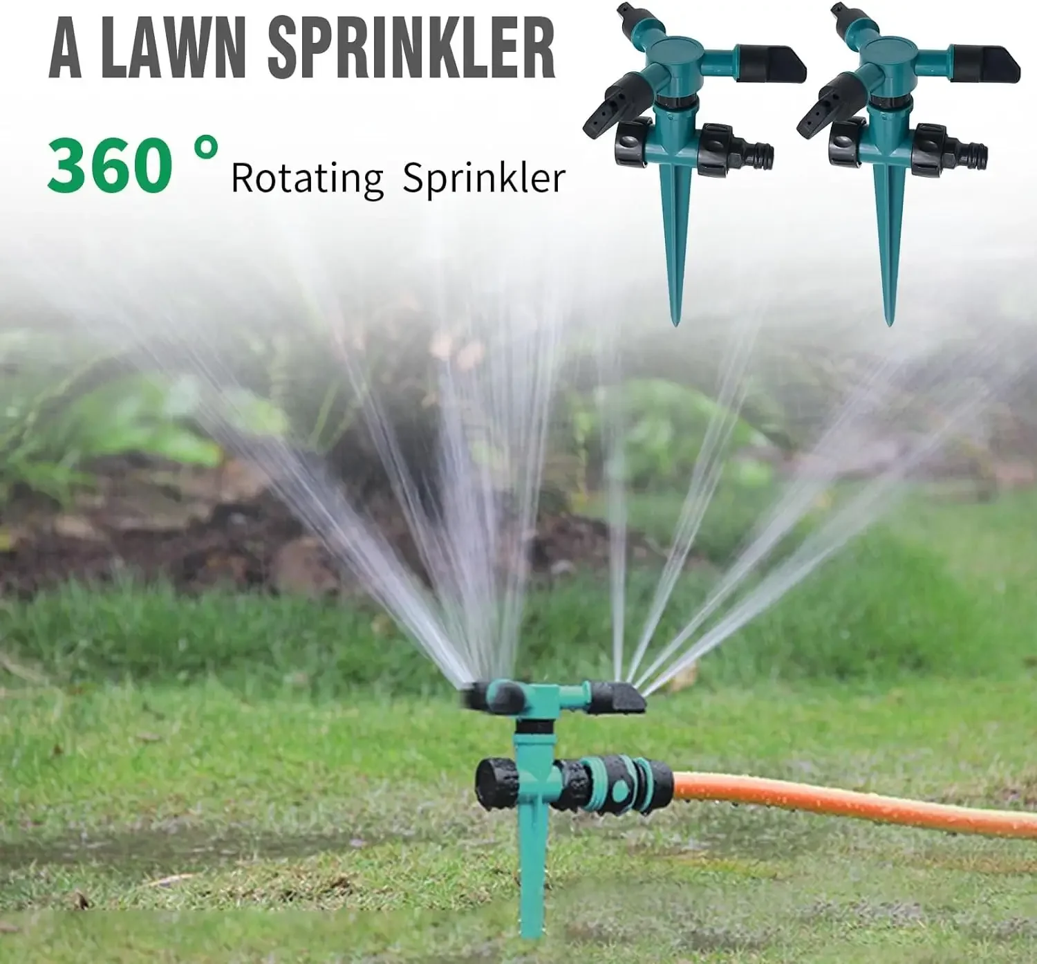 360° Rotating Garden Sprinkler, Automatic Watering System for Agricultural & Lawn Irrigation, Water Saving Sprayer