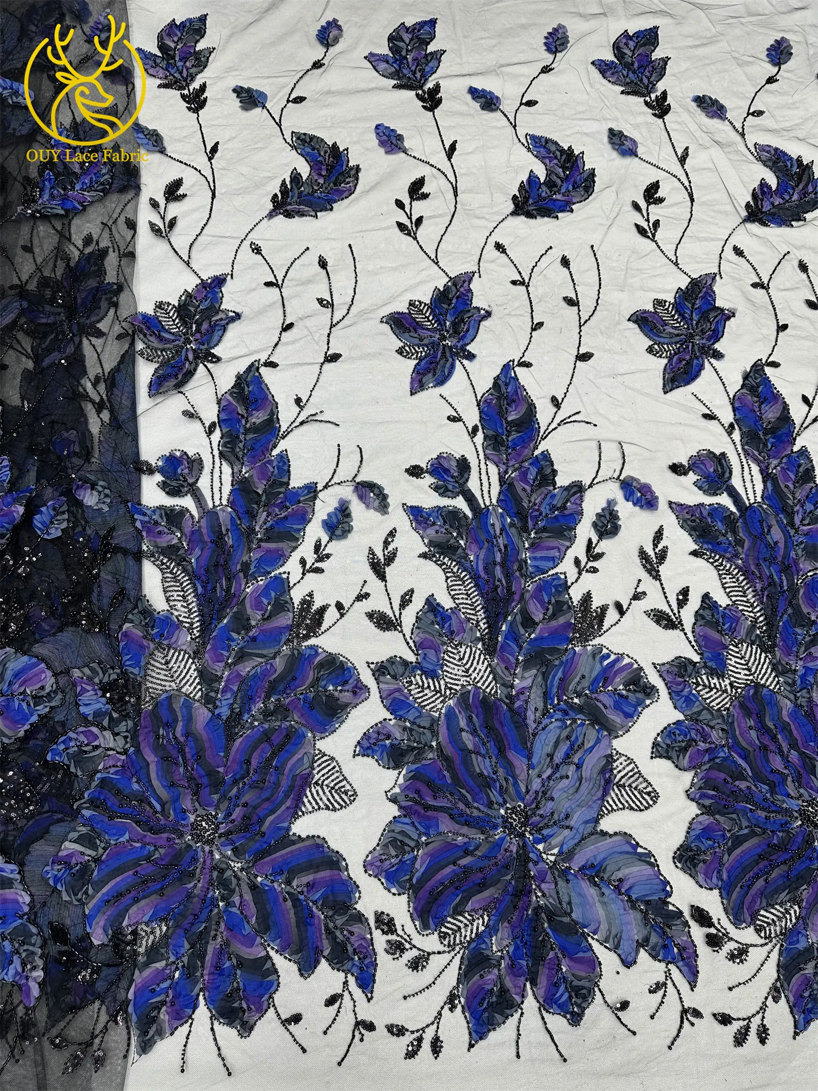 Modischer 3D Afrikanischer Perlen-Tüll-Stickerei-Spitzenstoff 2026 Hochwertige Französische Pailletten-Spitze für Nigerianische Hochzeitskleider zum Nähen – Detail 10