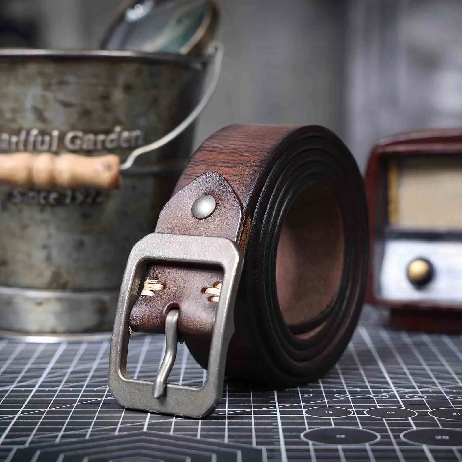Echt leder Herren Rindsleder gürtel Edelstahls chnalle, italienisches verdicktes Leder mit Geschenk box, ideale Wahl für Geschenk – Detail 11