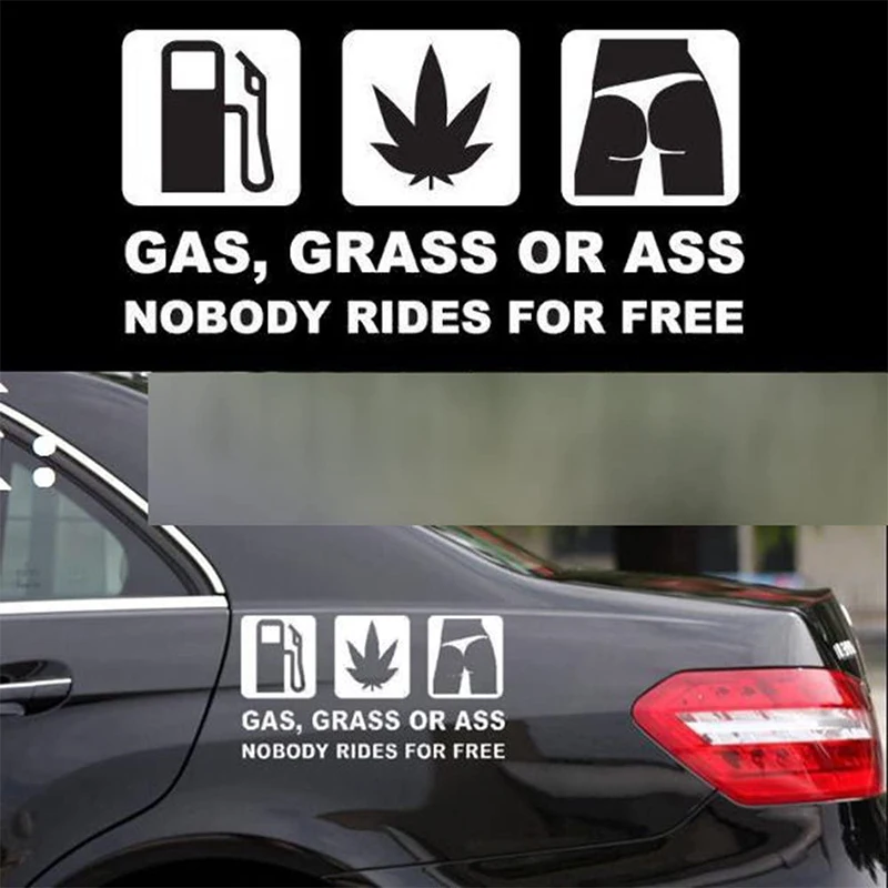 Small Town Gas Grass or Ass Nobody Rides for Free Car Decal Funny Car Stickers Decal Exterior Accessories