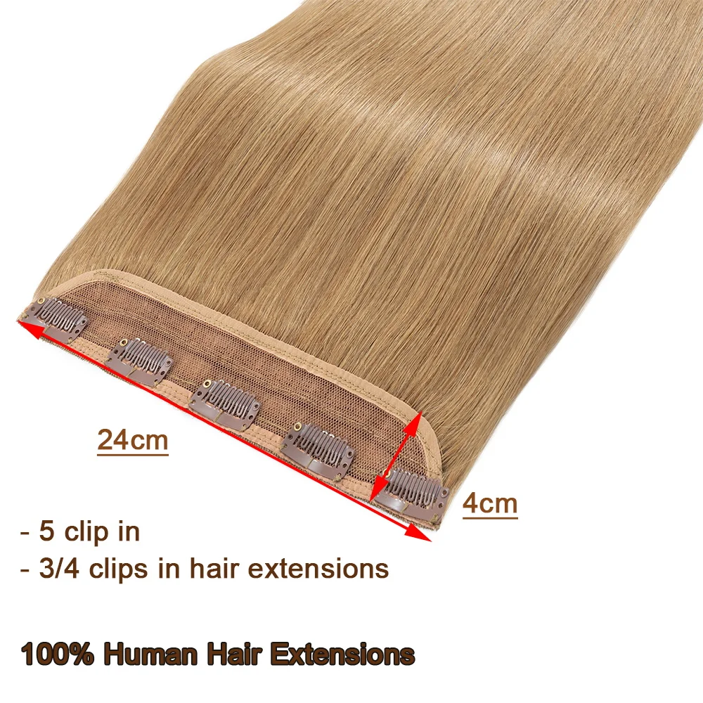 Rich Choices Straight One Piece Clip In Hair Extensions Human Hair Weft 5 Clips In Natural Hairpiece For Women Good Density