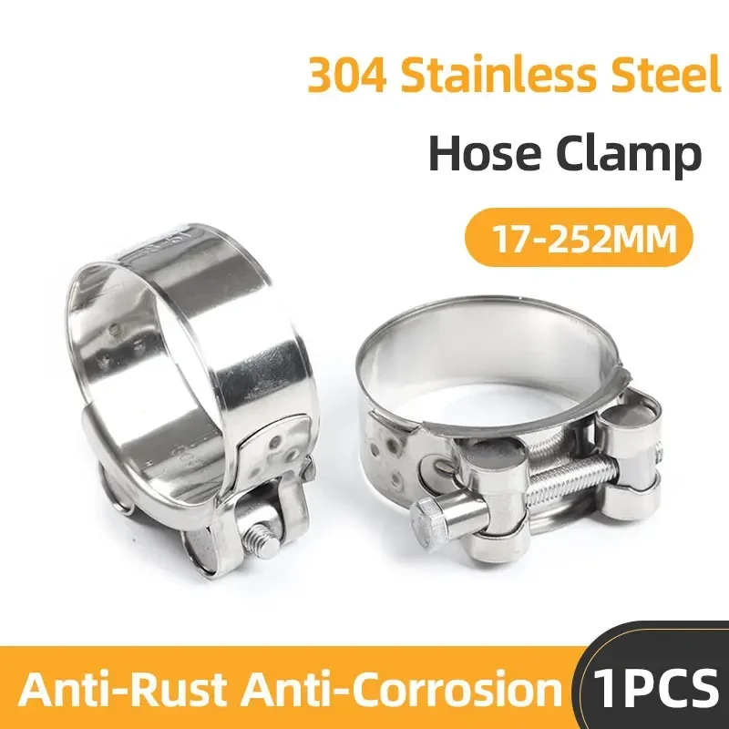 1 PCS Stainless Steel Strengthens The Hose Clamp 17-252mm Fuel Pipe Air Hose Water Pipe Car Pipe Clamp Optional Size Hose Clamps