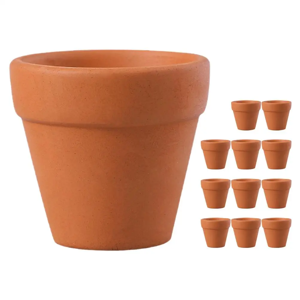 12 Pcs Ceramic Flowerpot Clay Small Terracotta Pots Mini Universal for Plants Indoor Office Succulent