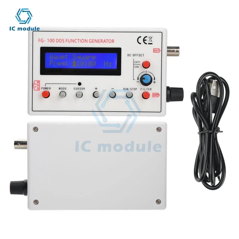 

FG-100 DDS Function Signal Generator Module 1HZ-500KHZ Signal Source Module Sine+Square+Sawtooth Waveform DC3.7-10V