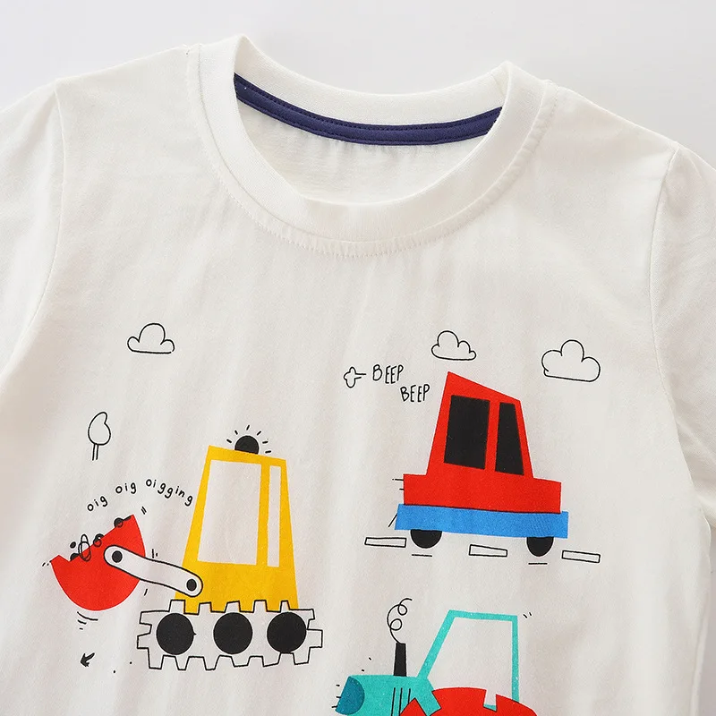 Camiseta de algodão de manga curta infantil, gola redonda, estilo europeu e americano, nova, verão