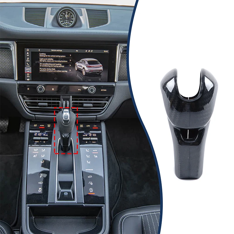 Gear Shift Knob Cover Real Carbon Fiber Gear Shift Knob Protective Shell Transmission Shift Knob Cap For Porsche Macan 2022