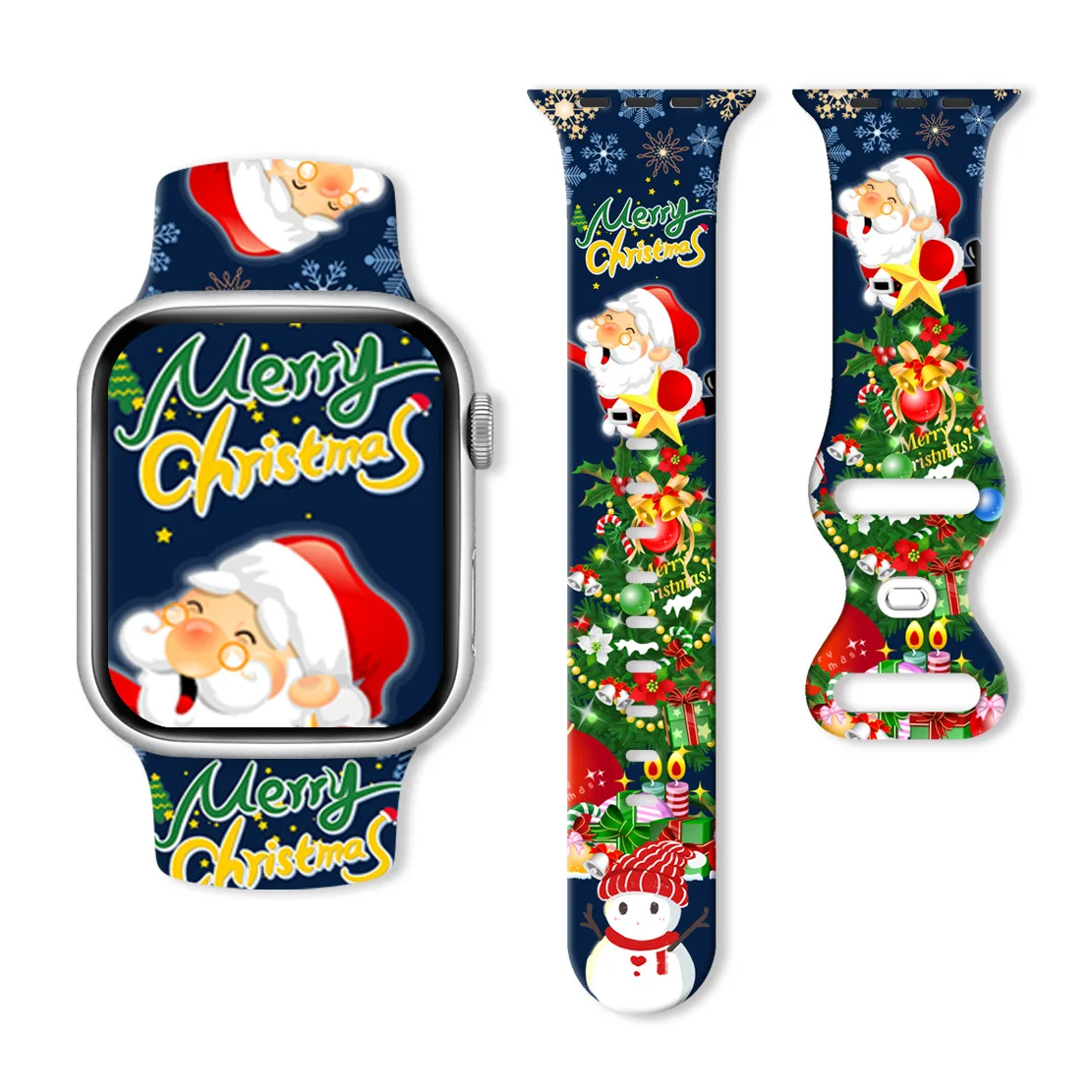 Tali Jam Natal 7 Motif untuk Apple Watch 46mm 45mm 42mm 40mm 38mm 49mm Gelang Jam Tangan yang Dapat Diganti untuk iWatch 11 10 9 8