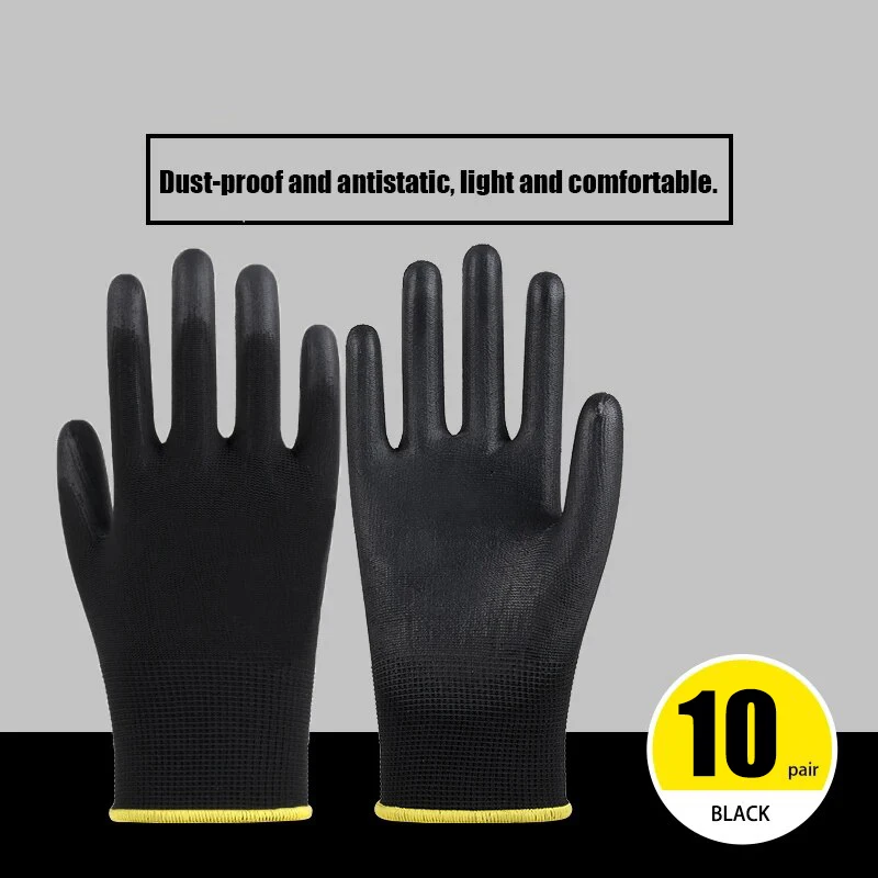 10 pair Electric Shock Anti-Slip Safety Protective Gloves PU Electrician Work Anti-static Gloves ESD Protective Tools Insulation