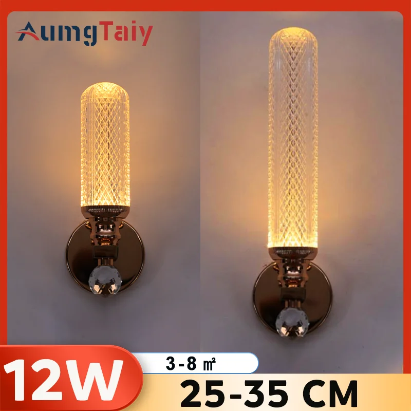 

Золотое настенное бра, современные бра для ванной комнаты, настенное освещение, светильник из искусственной кожи с кристаллами для помещений, настенное бра для спальни, прихожей