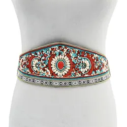 Fashion handmade waist cover exaggerated rice beads long sexy street pat waist decoration Sun bouquet belt