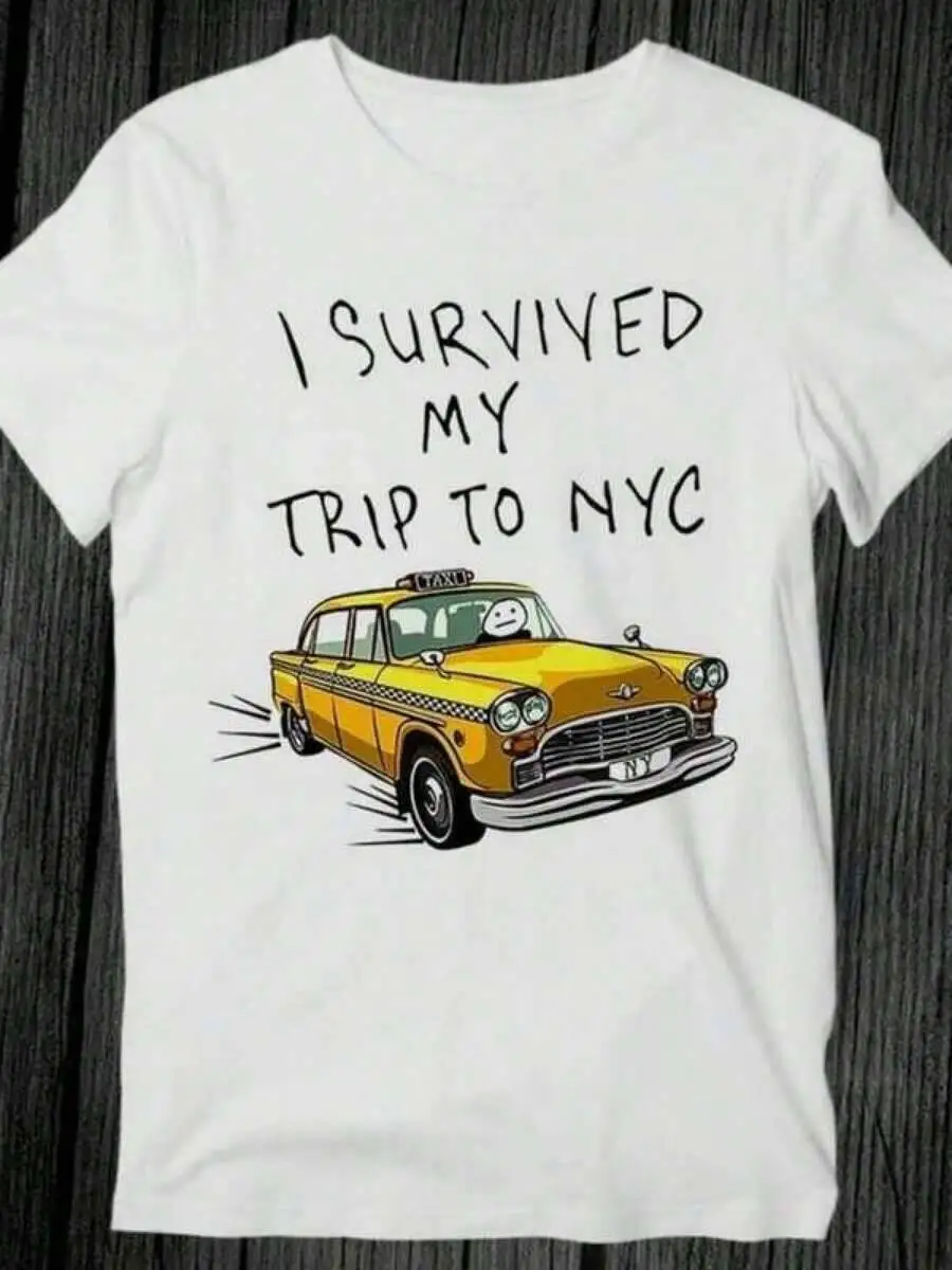 Print ,Graphic-Cotton Tees Size Plus, I Survived My Trip To NYC Spider Movie T Shirt Featuring Witty Design Short Sleeve Casual 100% Cotton Trendy Y2K Short-Sleeve Tee-Soft, Quick-Drying,  Wrinkle Resistant Light Cotton Graphic Tshirt Soft Stretchy Casual