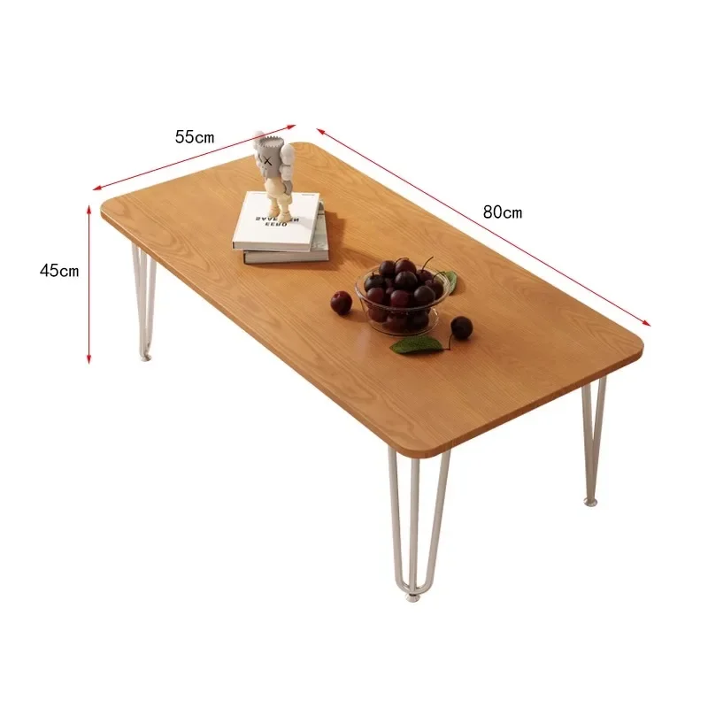 

ins Nordic living room small apartment coffee table Japanese iron foot living room simple table rectangular pure solid wood tea