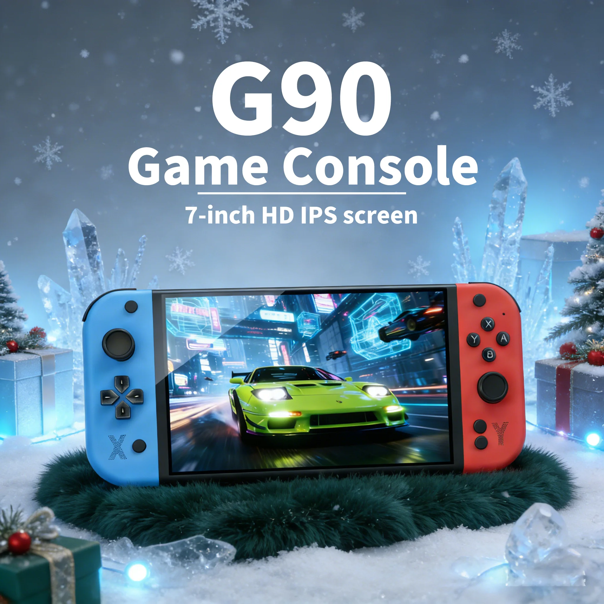 G90 Handheld Game Console Classic Game Library 7.0-inch IPS HD Screen Ergonomic Compact Portable Entertainment Device