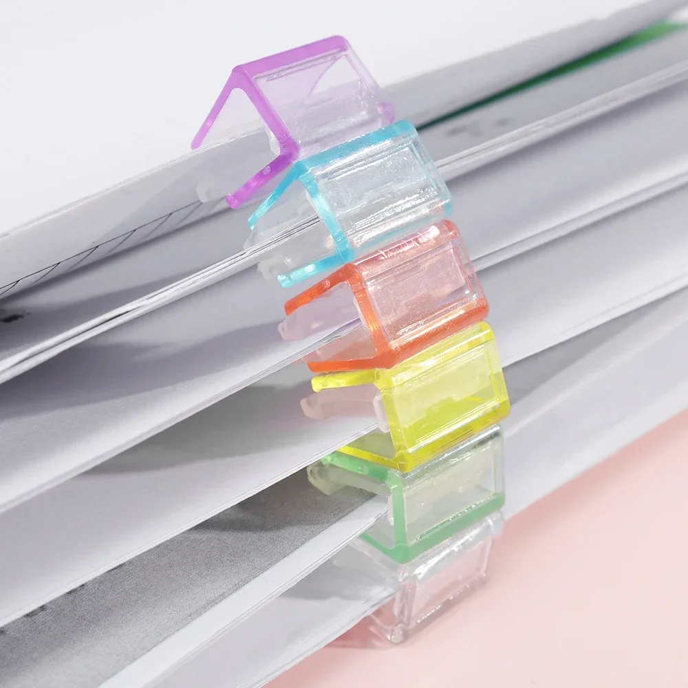 30-1PCS Plastic Staples Paperclip Multi-colored Page Holder Paper Clip Clamps Transparent Documents Bookmarks File Binder