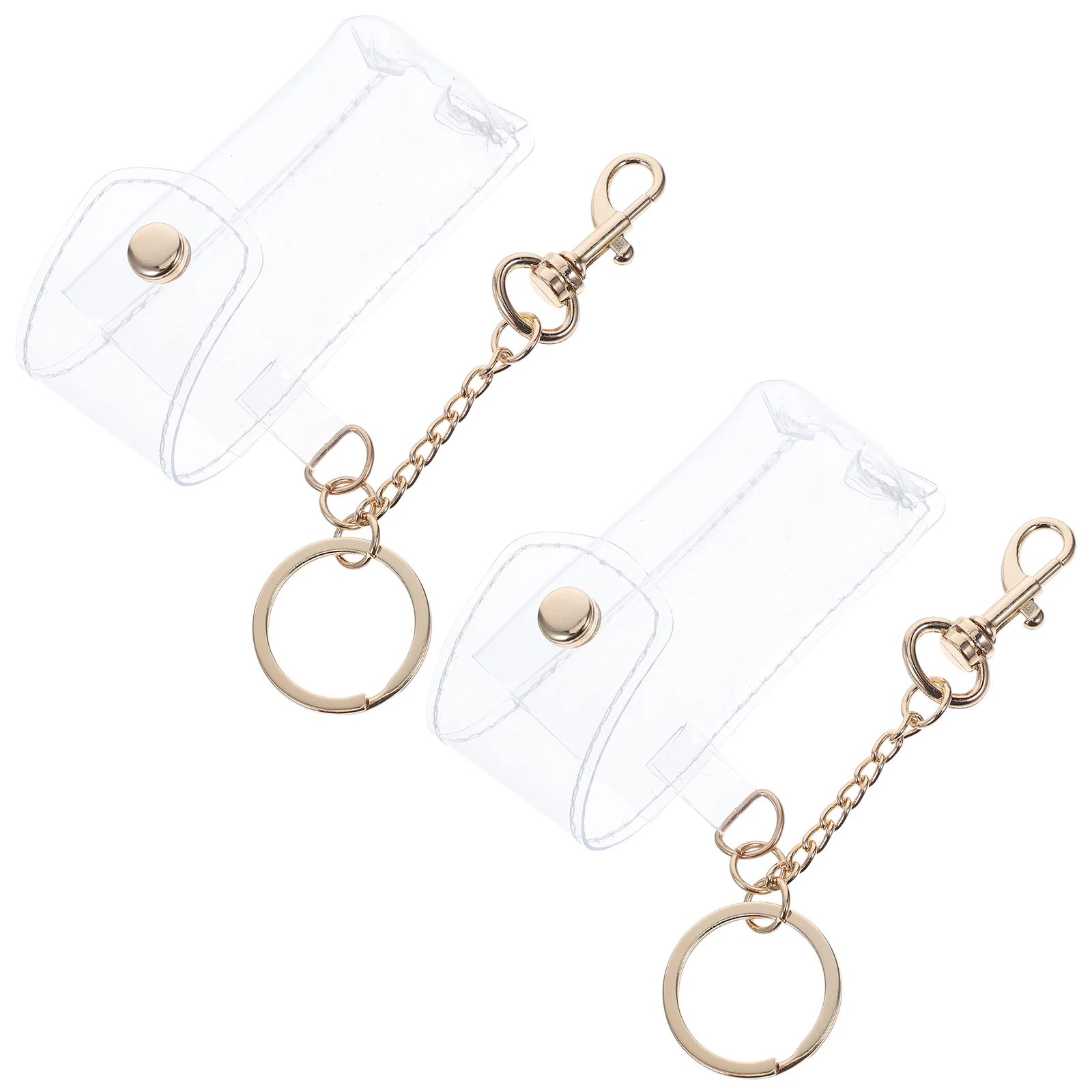 2pcs Clear Keychain Pouch Transparent Lipstick Holder Waterproof PVC Case for Travel Mini Lip Balm Gloss Car HOLDER