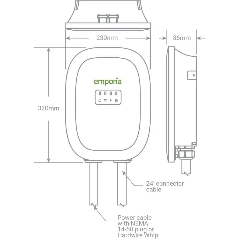 شاحن EV جديد المستوى 2 مع موصل J1772 240 فولت محطة شحن السيارة الكهربائية المزودة بتقنية WiFi، كابل بطول 25 قدمًا، أبيض