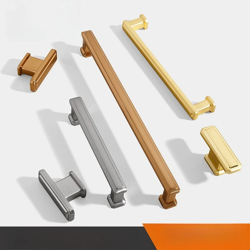 มือจับตู้สีดำสุดหรู สไตล์อเมริกันสมัยใหม่ มือจับลิ้นชัก ลูกบิดตู้เสื้อผ้า อุปกรณ์ฮาร์ดแวร์เฟอร์นิเจอร์