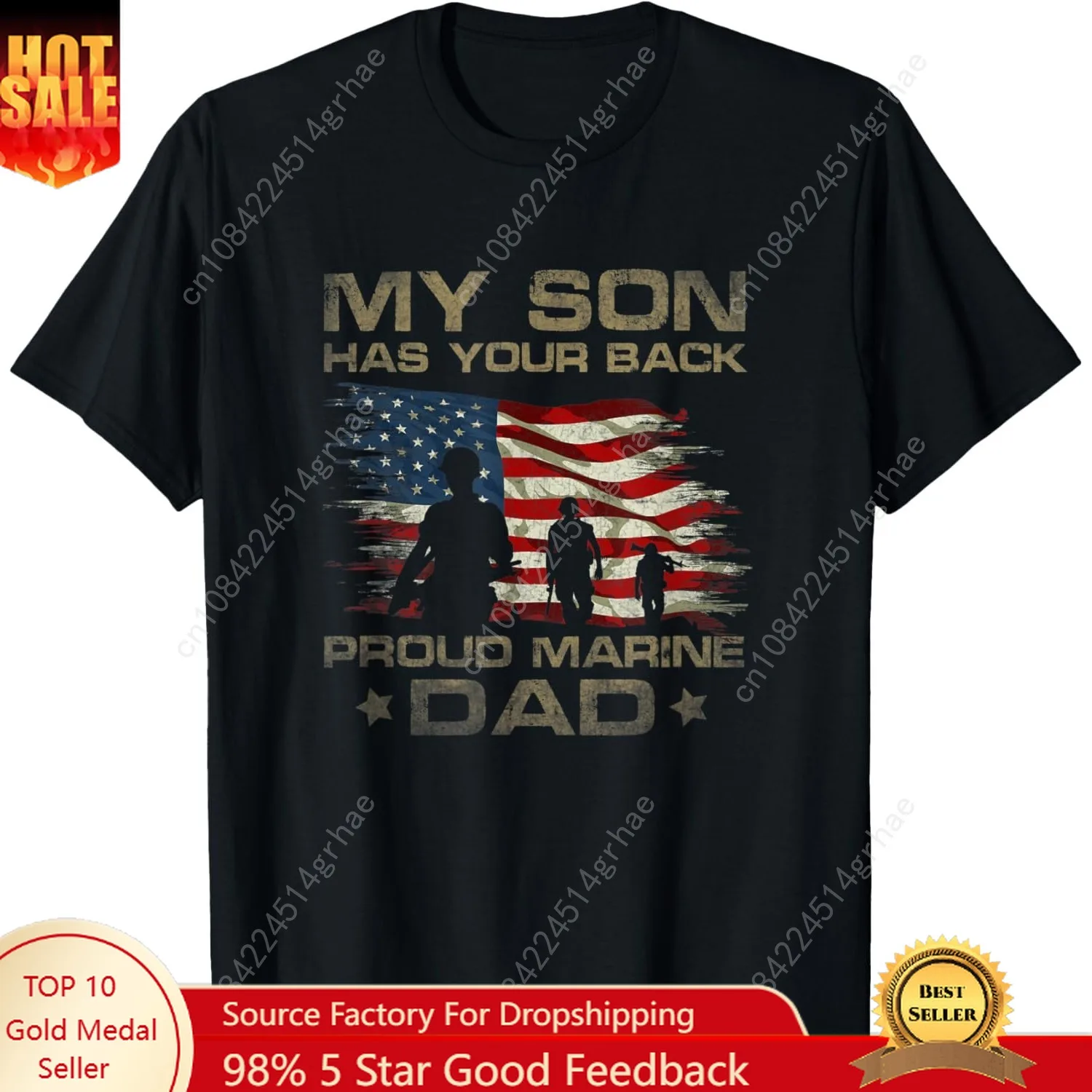 

My Son Has Your Back - Marine - Dad Camouflage T-Shirt