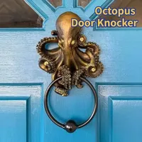 Octopus Skull Door Knocker Furniture Decoration，Creative Octopus Door Ring Hanging Decoration，Home Octopus Sculpture Door Ring