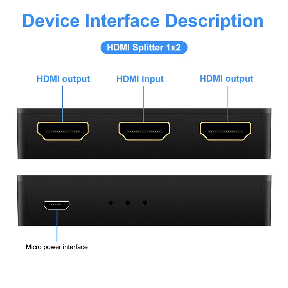 Hdmiスプリッタ2で1アウトhdmi配布1 × 2サポート4K30hz 1080 1080p 3D hdmiオーディオビデオテレビボックス、hdtv、dvd用