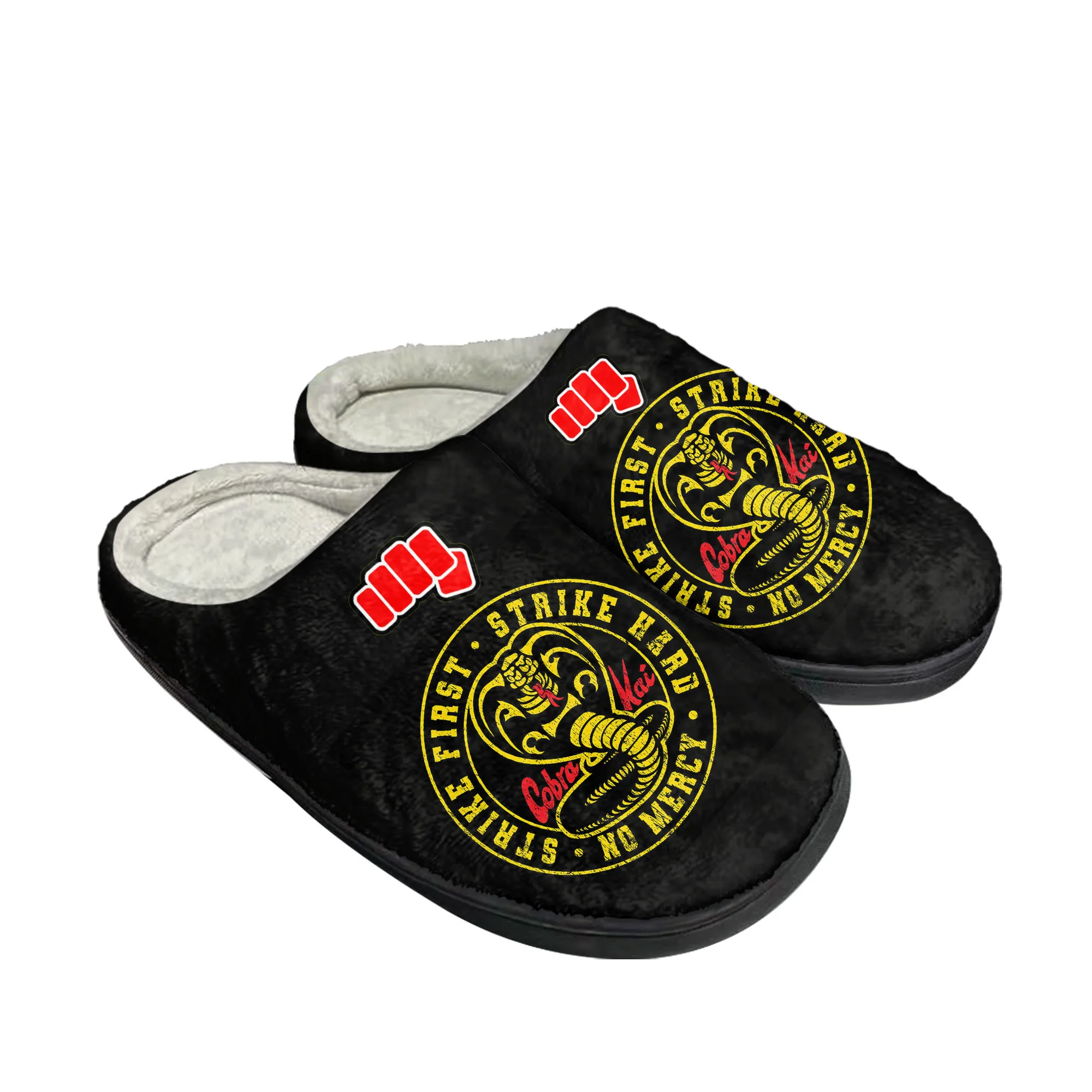 Cobra Kai No Mercy Movie Snake Home Cotton Custom Slippers Mens Womens Sandals Plush Non-Slip Keep Warm Shoes Thermal Slipper