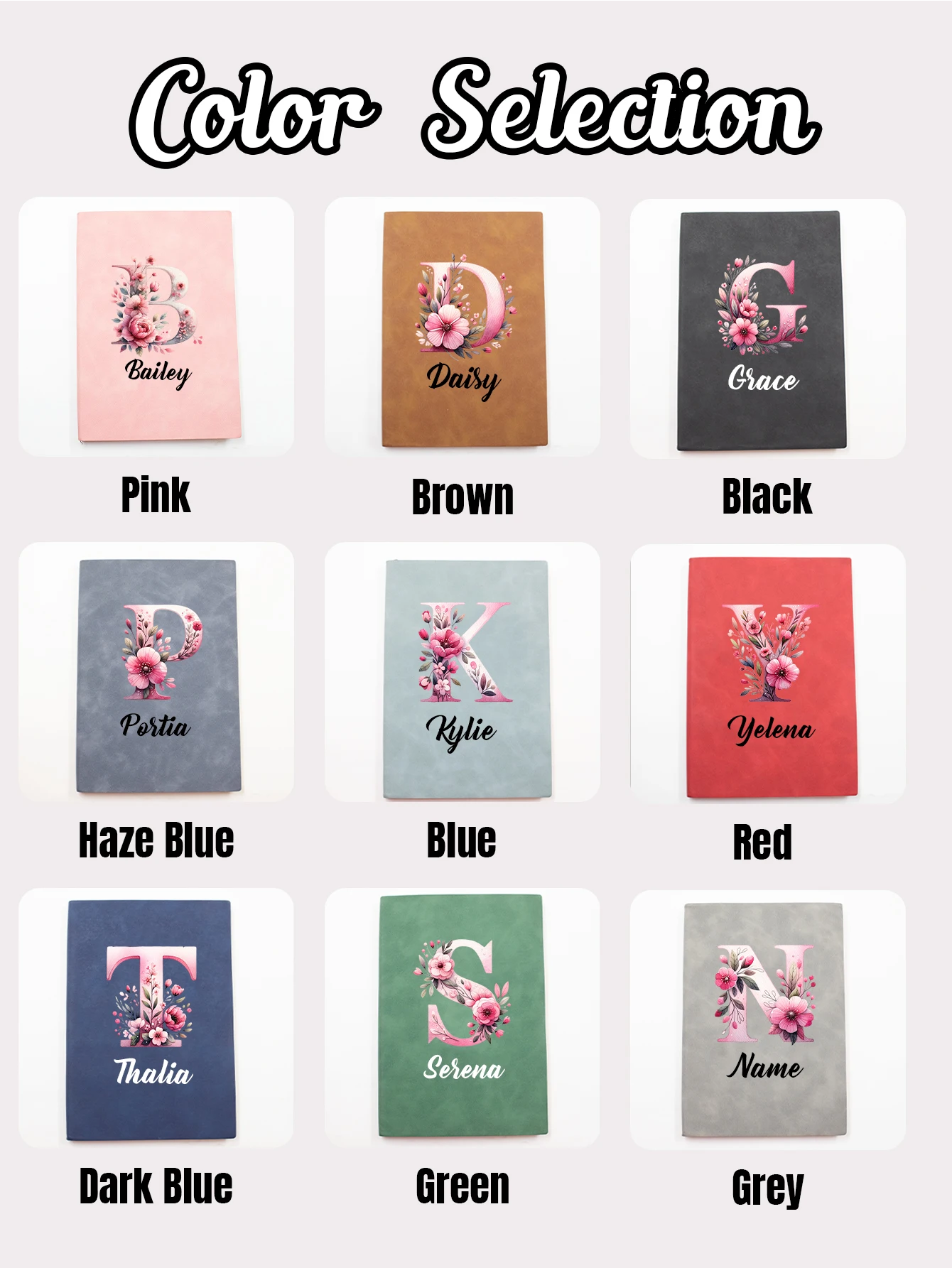 Picture 6: Custom Alphabet Flowers Journal,Personalized Name Notebook,Customizable Notebooks For School,Notebooks For Work,Birthday Gifts