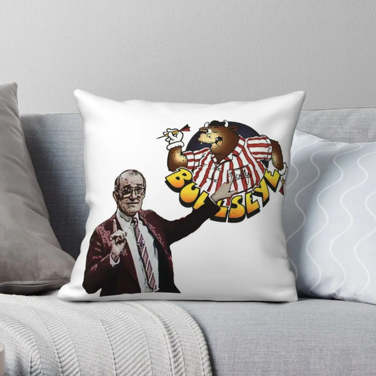 Jim Bowen. Bullseye TV Show Square Pillowcase Polyester Linen Velvet Creative Zip Decor Sofa Seater Cushion Case